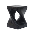 MGO Twist Shape Side Table, Wood-like Texture, Black, 11.75x11.75x16 in
