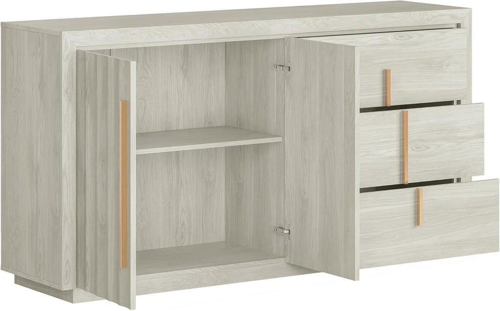 64 Inch Modern Industrial Sideboard Cabinet White Sand
