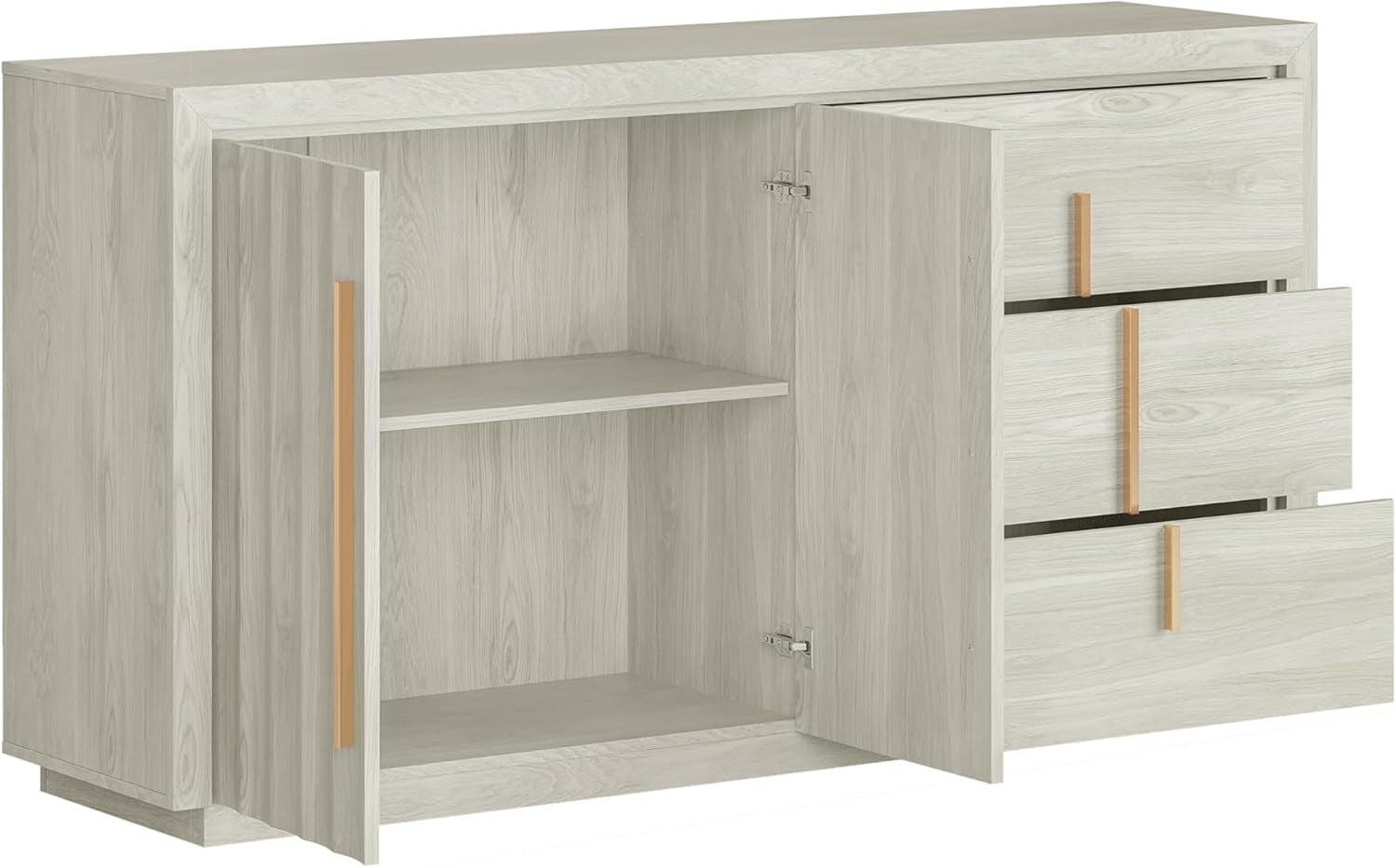 64 Inch Modern Industrial Sideboard Cabinet White Sand