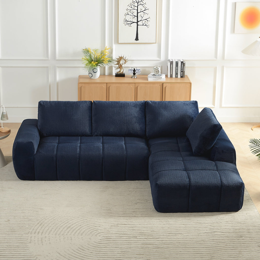 Sectional Sofa l Shape Faux Fur Oversized Sleeper