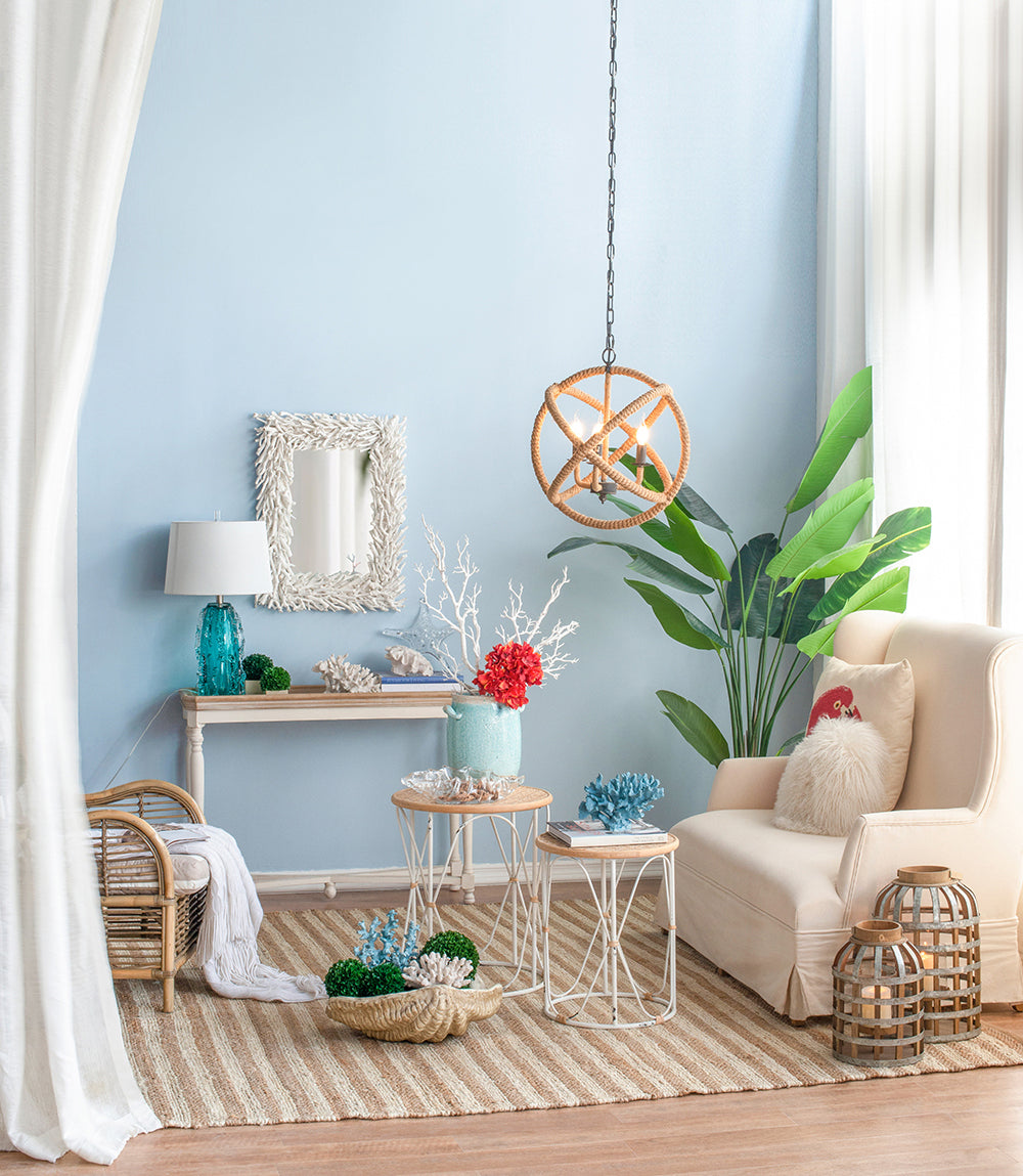 Chandelier 3-Light Farmhouse Rope Globe Hanging Adjustable Chain