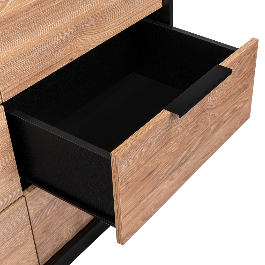 Dresser Modern 4-Drawer Pine Particle Board Black Handles Set of 2 42.1 In