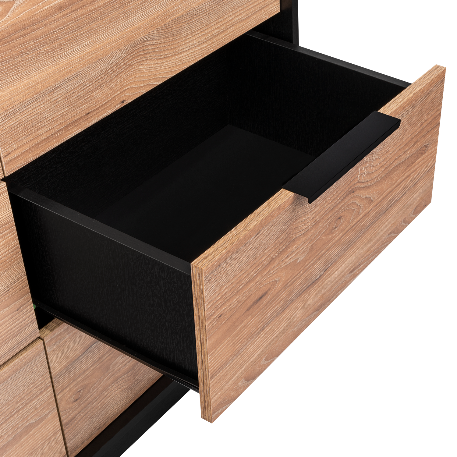 Dresser Modern 4-Drawer Pine Particle Board Black Handles Set of 2 42.1 In