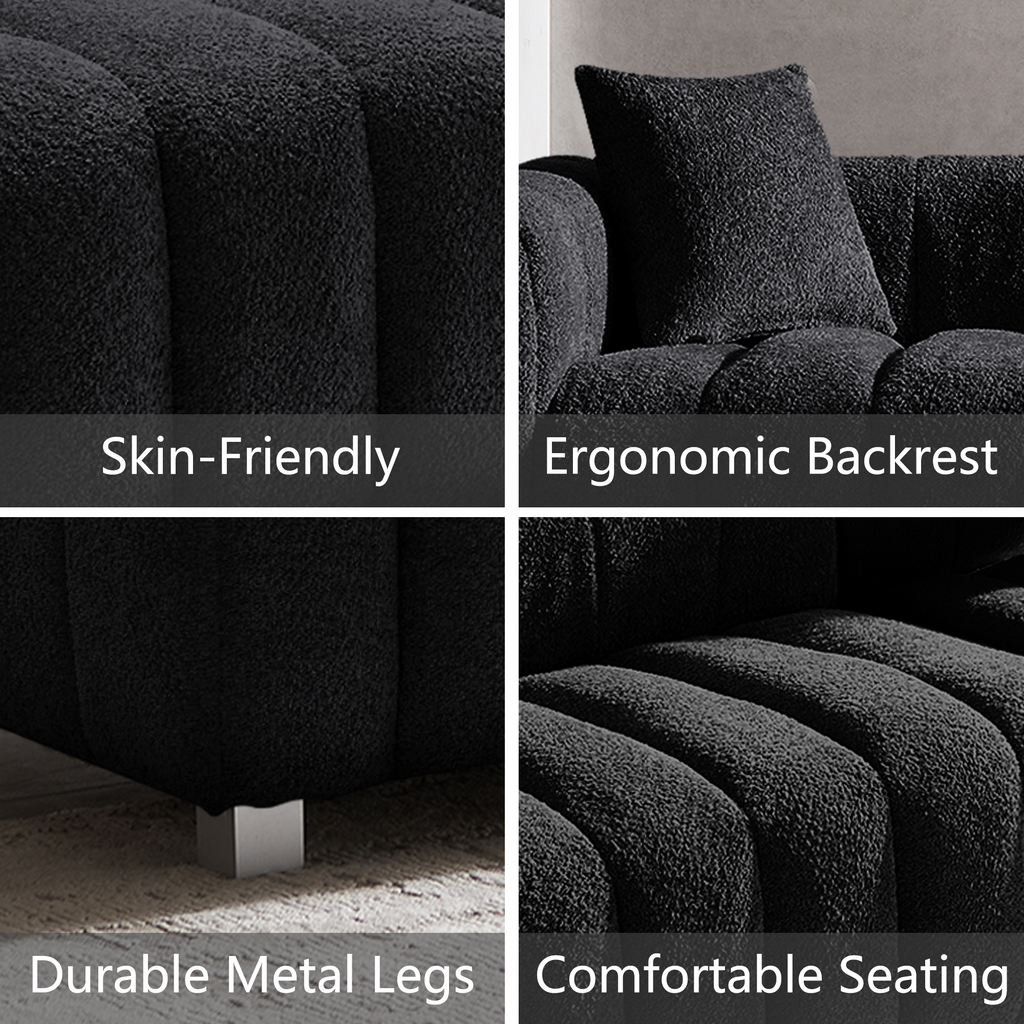 Sofa Bubble Velvet Modern 83 Inch with 2 Pillows