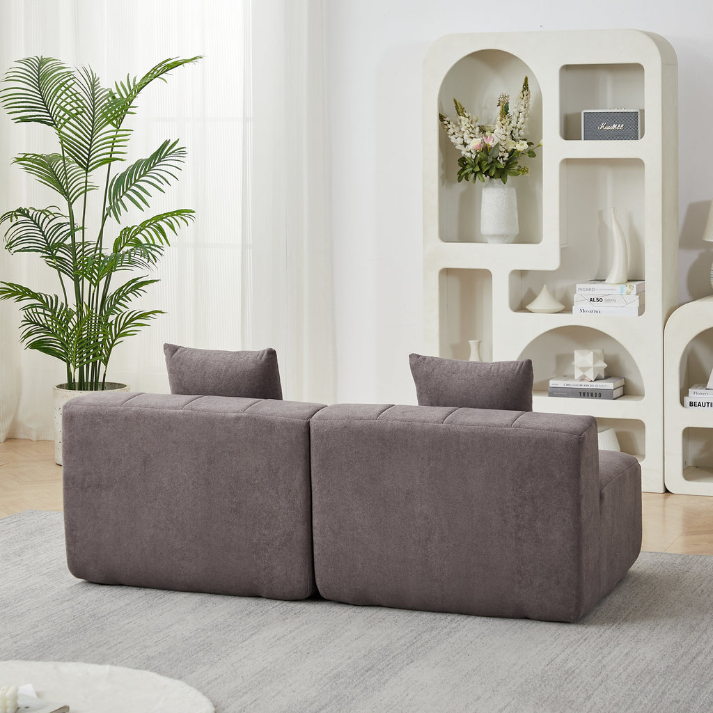 Sectional Sofa Modular Chenille with Symmetrical Design and Two Pillows