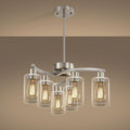 Brushed Nickel 6 Light Farmhouse Chandelier Pendant