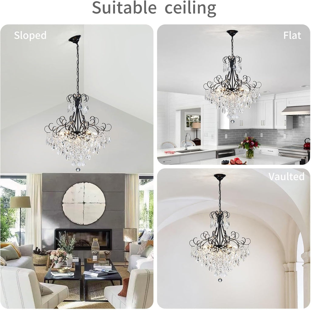 Black Crystal Chandelier 10 Light Pendant Ceiling Fixture