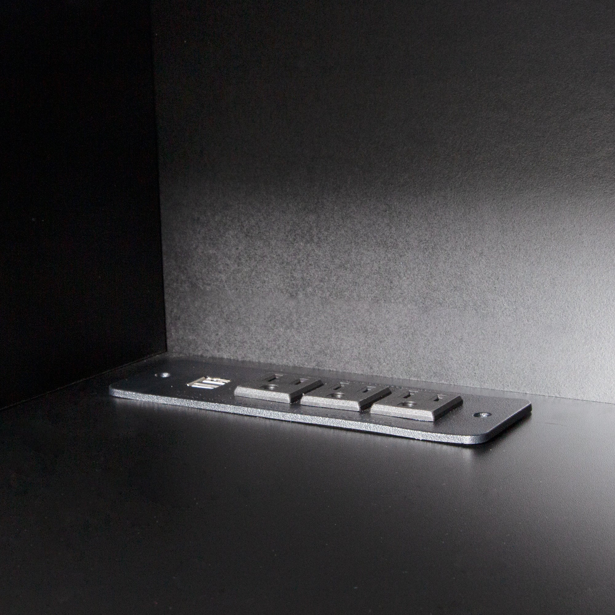 TV Stand Wall-Mounted Floating LED Black MDF 3 AC 2 USB Fits 65 In TV