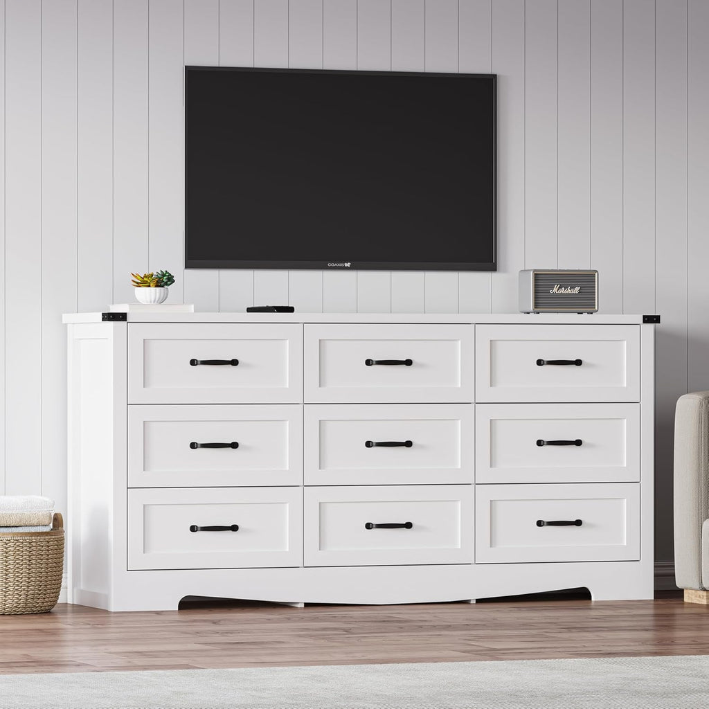 White 59 Inch Premium Modern Multicompartment Dresser