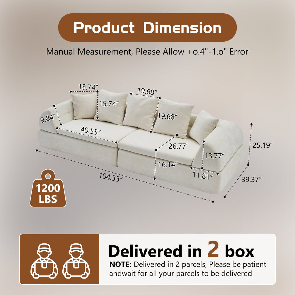 Sectional Sofa Cloud Modular with Deep Fluffy Seats No Assembly Required