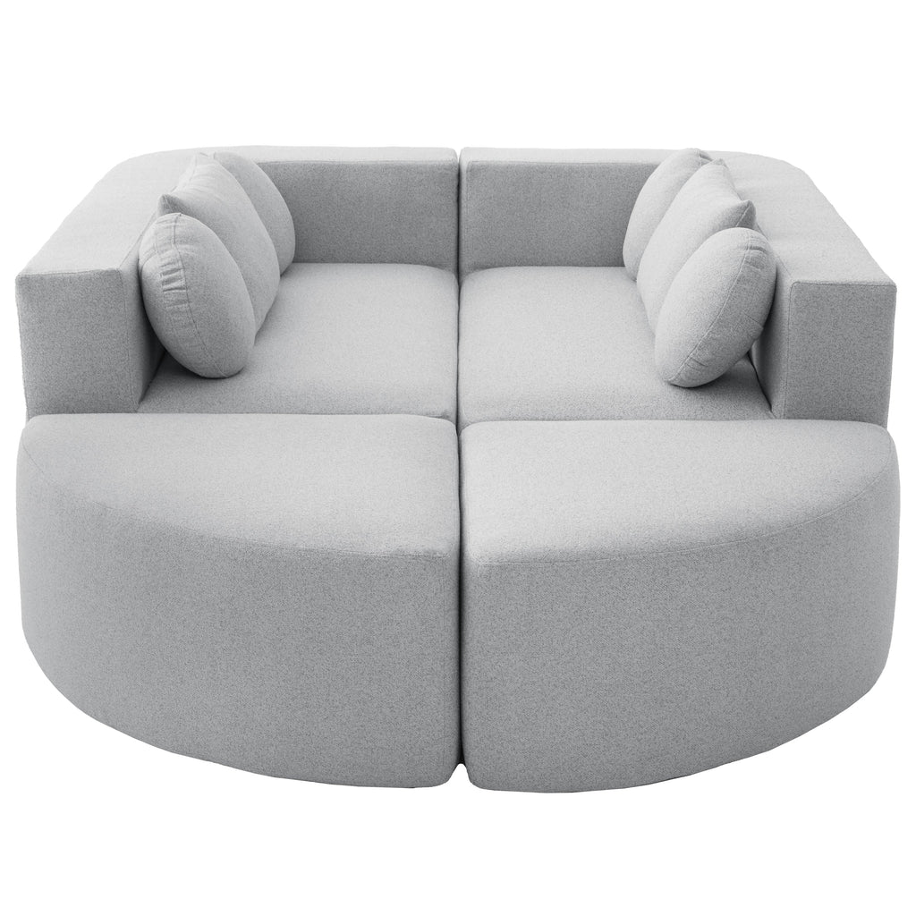 Sectional Sofa U-Shape Modular Boucle Gray 6-Seat Deep Seating 114.9x64.5 In