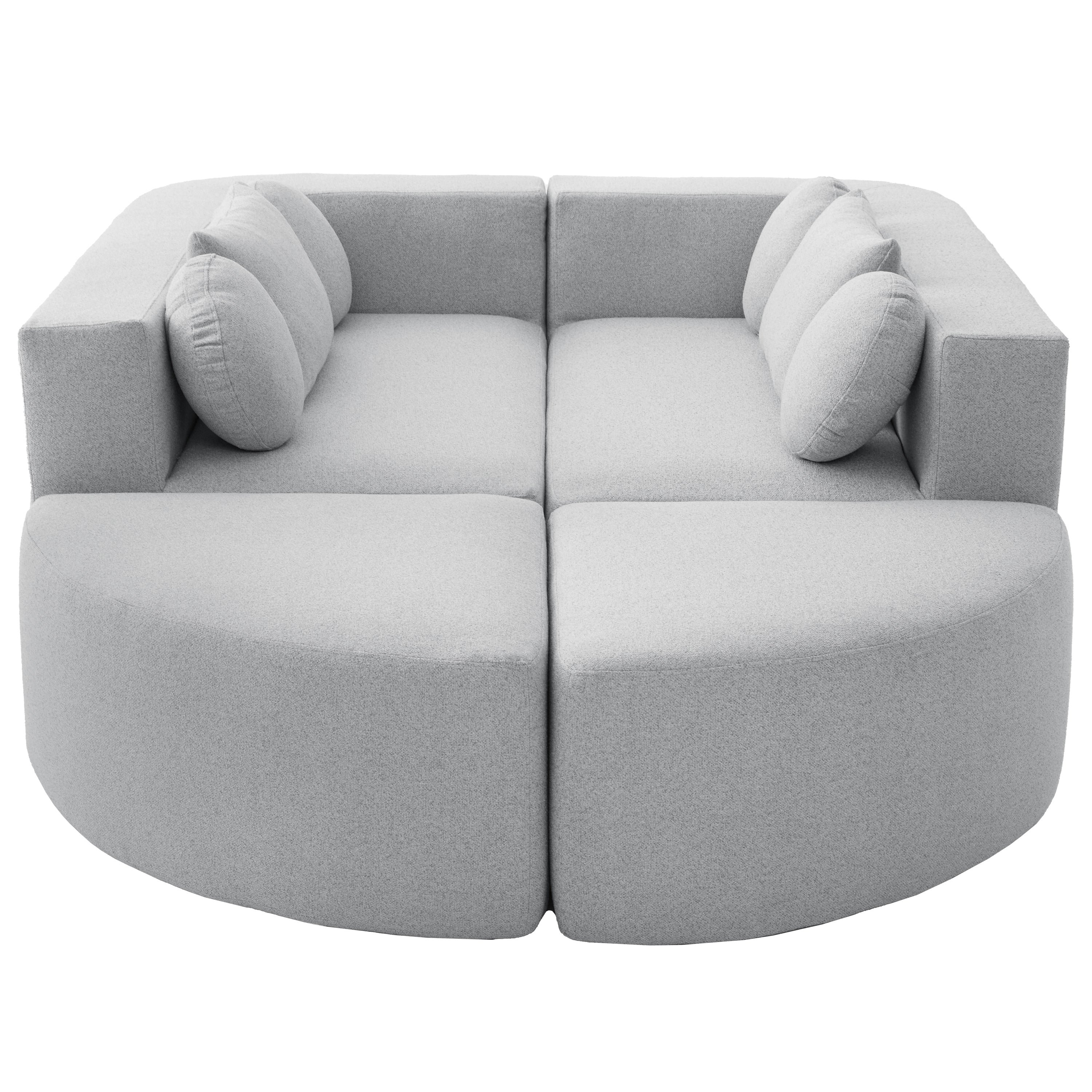 Sectional Sofa U-Shape Modular Boucle Gray 6-Seat Deep Seating 114.9x64.5 In