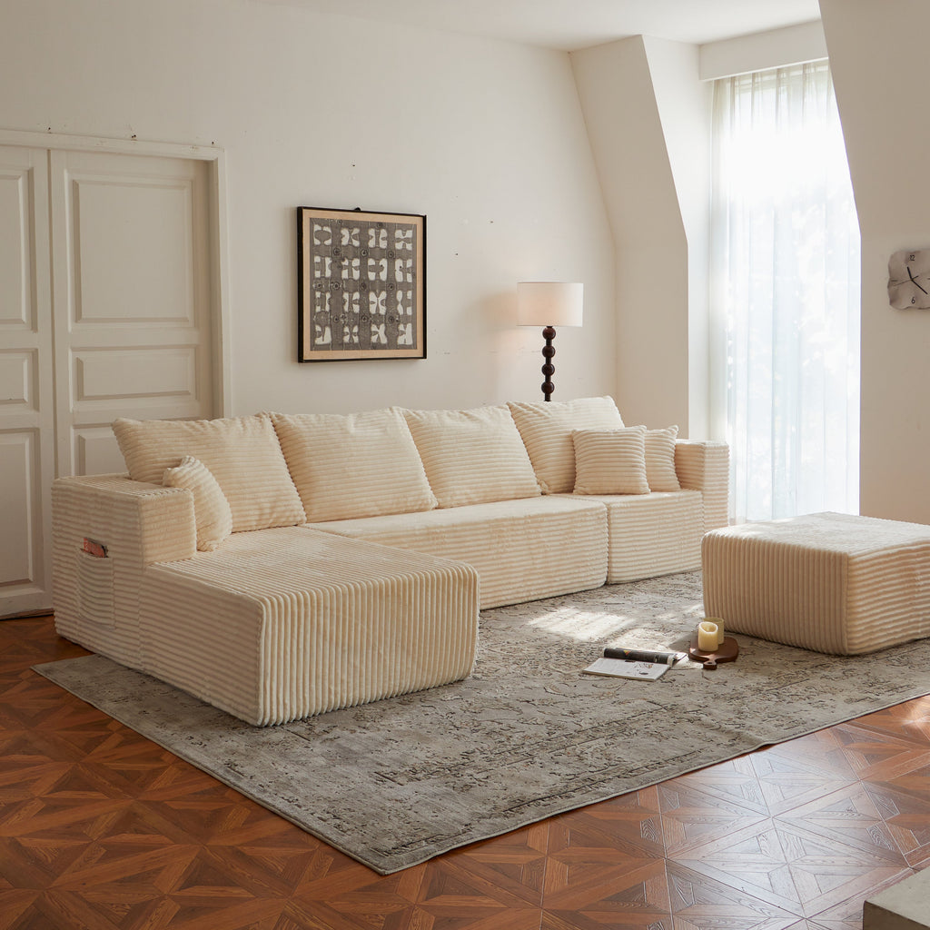 Sectional Sofa U Shape Cloud Modular Deep Seat Upholstered No Assembly