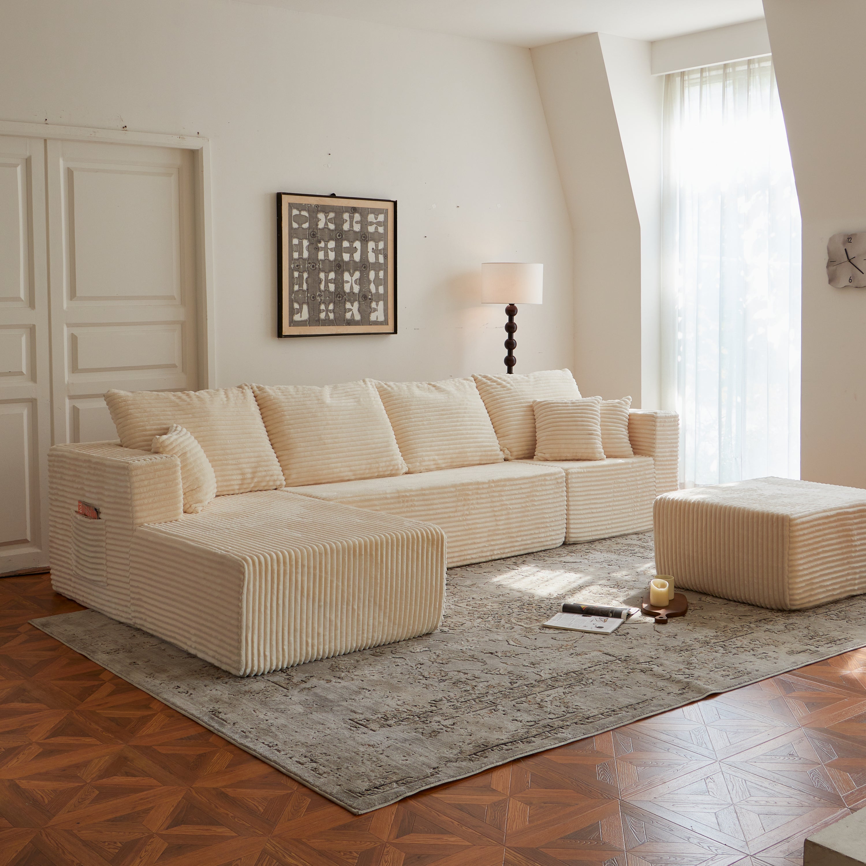 Sectional Sofa U Shape Cloud Modular Deep Seat Upholstered No Assembly