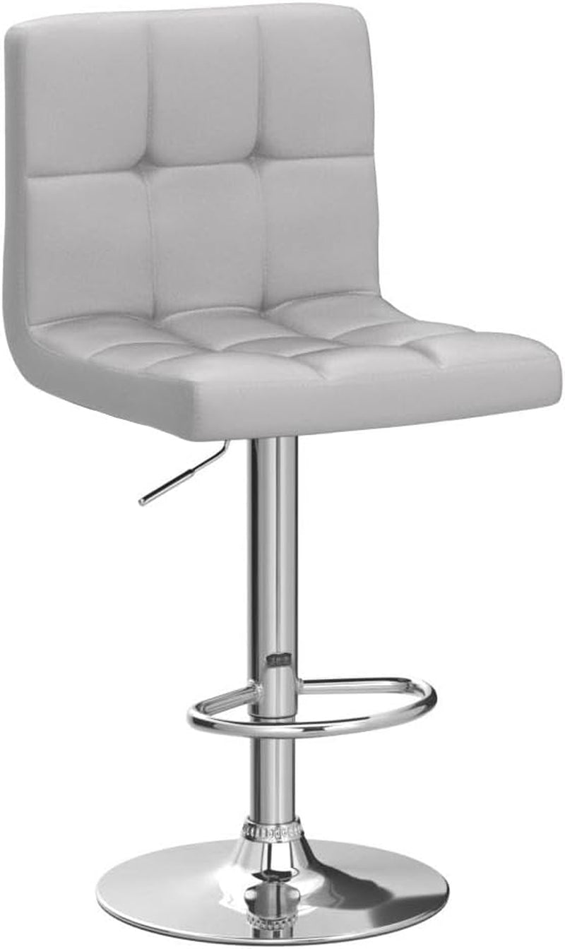 Bar Stools 2 Pack Adjustable Gray PU Leather Counter Height