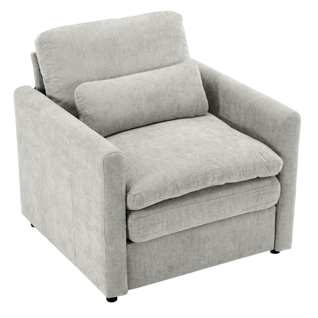 31.9' Cozy Upholstered Armchair Oversized Comfy Cloud Sofa Double Cushion Single Sofa Plush Cushion Armchair for Living Room, Light Grey