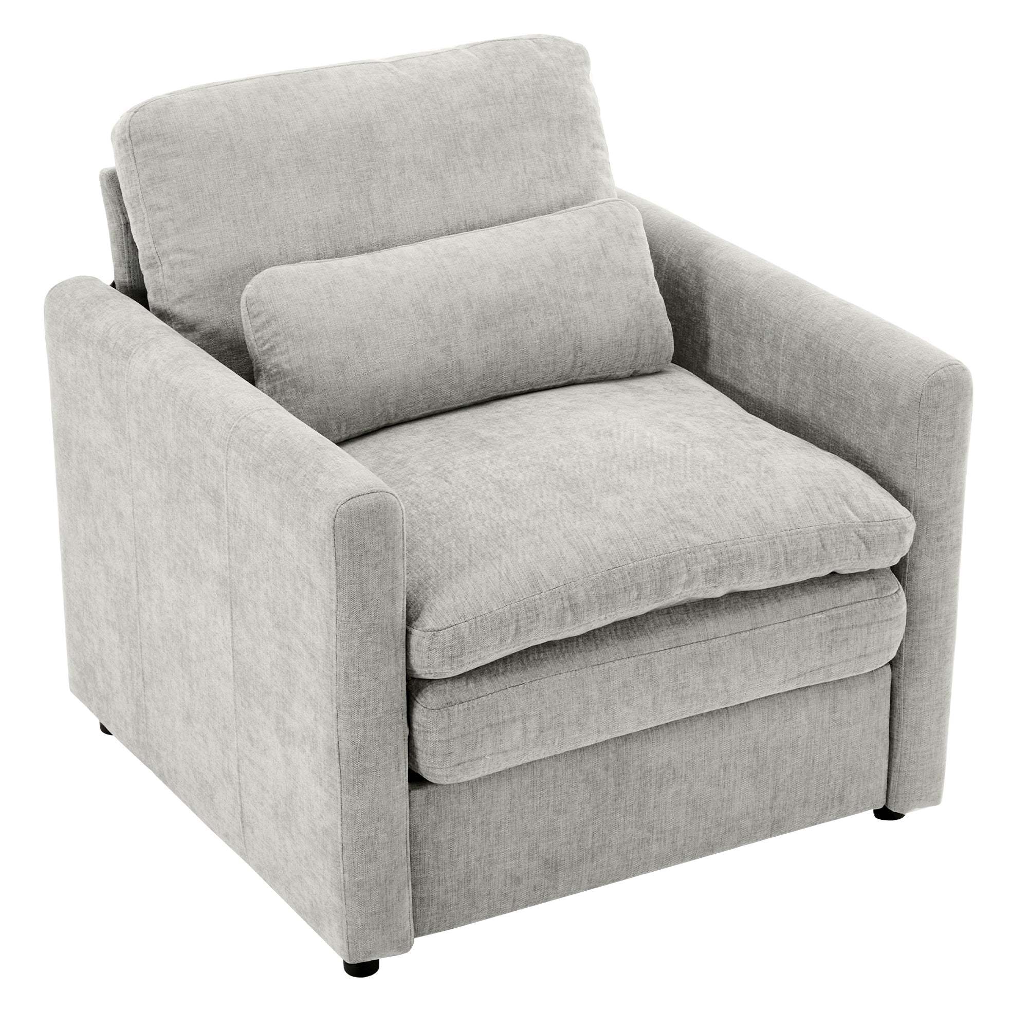31.9' Cozy Upholstered Armchair Oversized Comfy Cloud Sofa Double Cushion Single Sofa Plush Cushion Armchair for Living Room, Light Grey