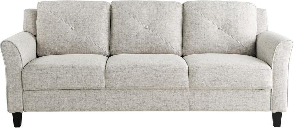 Harrington Sofa Beige With Curved Arms For Living Room