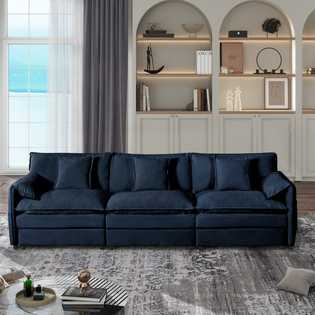 Modern Chenille Oversized Deep Seat Sectional Sofa