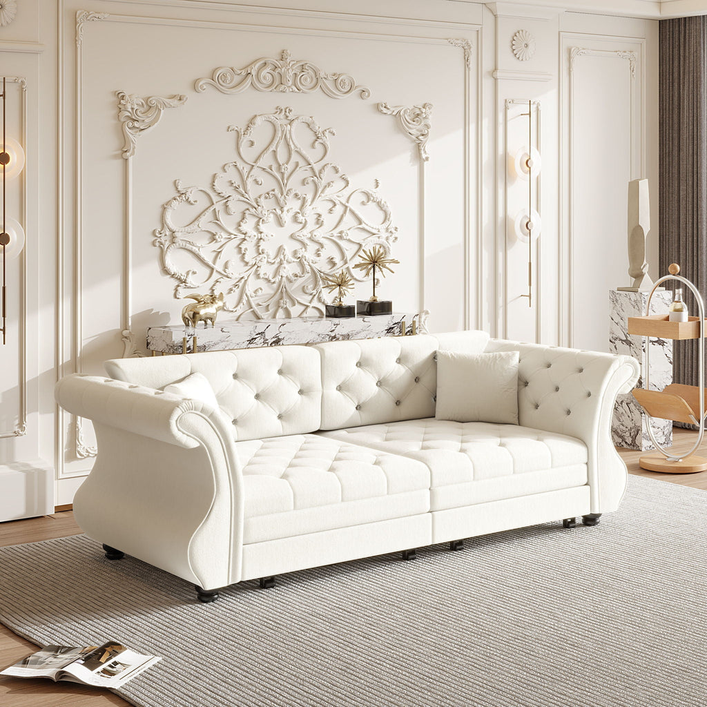 Oversized Chesterfield Pull Out Sofa Bed with Flower Tufting