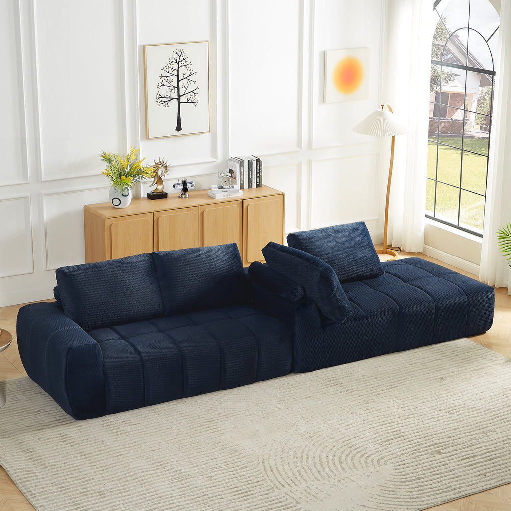 Sectional Sofa l Shape Faux Fur Oversized Sleeper