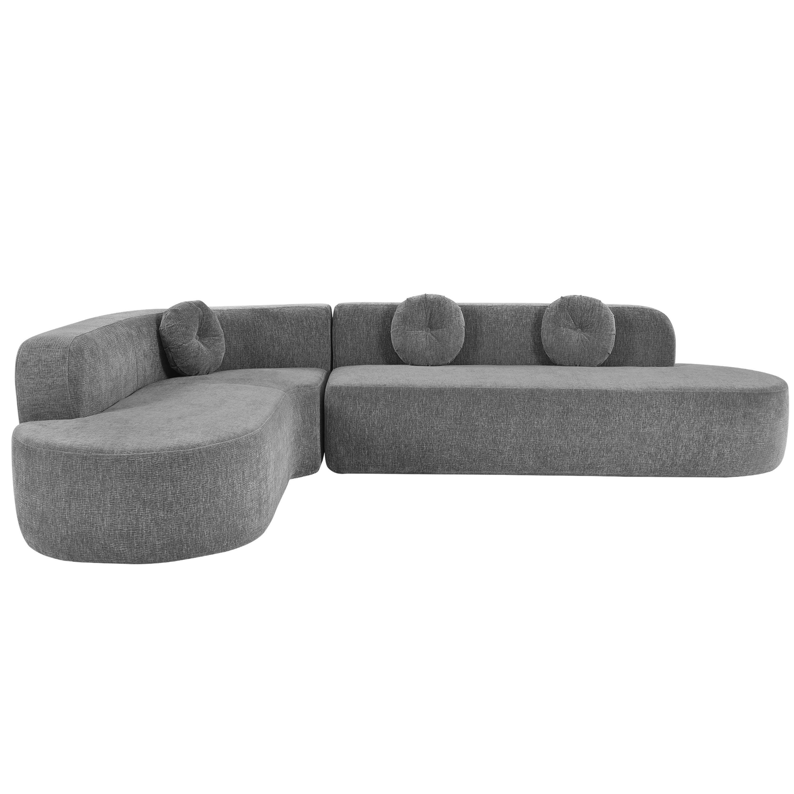 Sofa Sectional Modern Curved Design Soft Fabric Upholstery Roomy 122 Inch Length