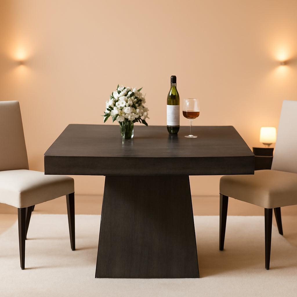 Gray Square Dining Table 31.5 Inch Waterproof Top Seats 4