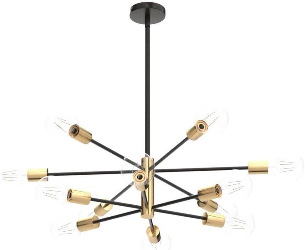 Gold Black Sputnik Chandelier 12 Light With Adjustable Height