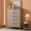 Grey Fluted Contemporary Five Drawer Bedroom Dresser
