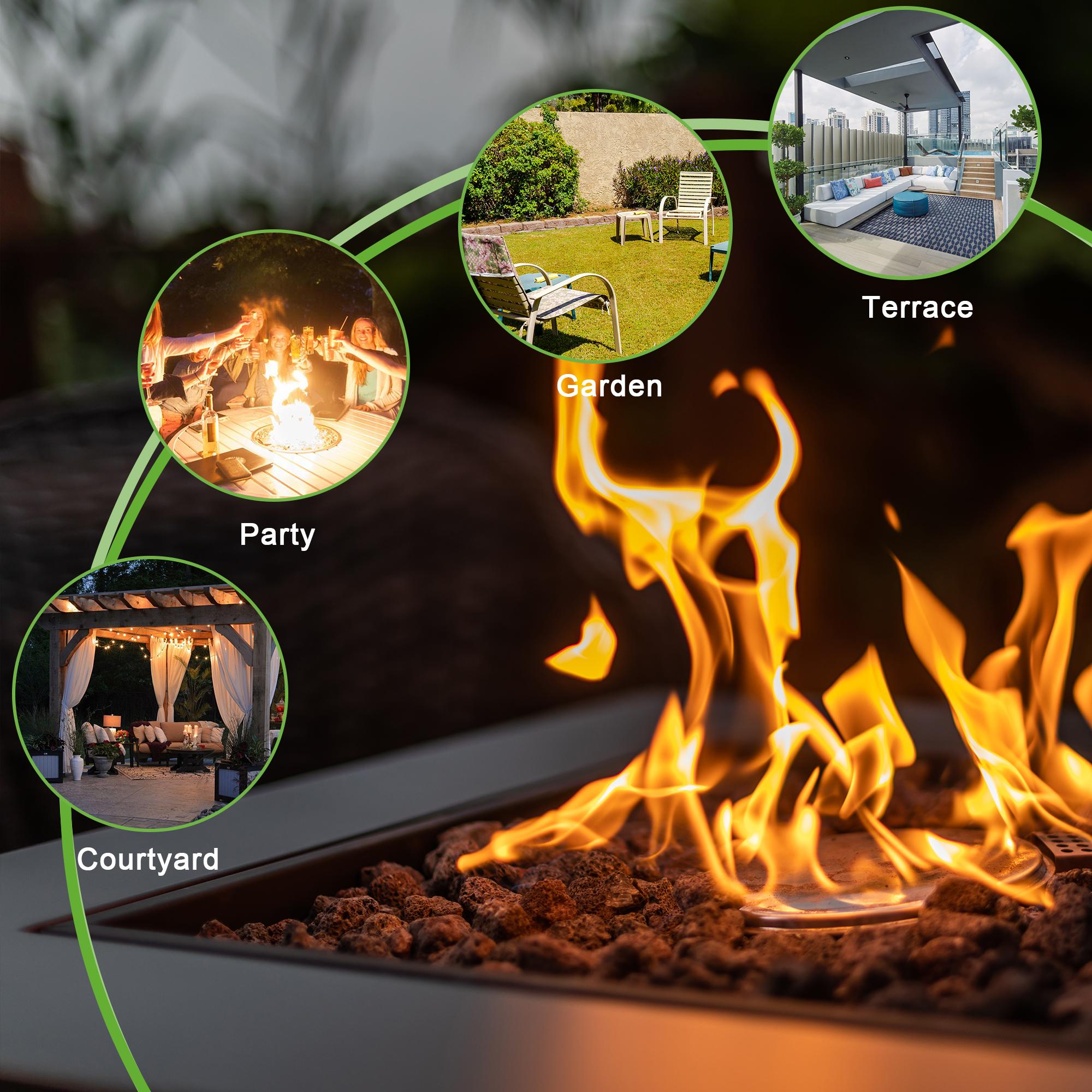 28in Propane Fire Pit Table 50000 BTU Outdoor Brown Square Gas Fire Pit Table