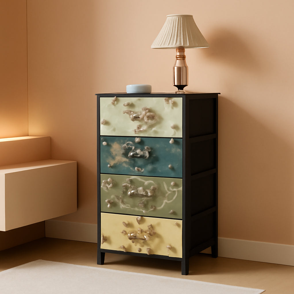 4 Drawer Dresser Nightstand With Wood Top For Bedroom