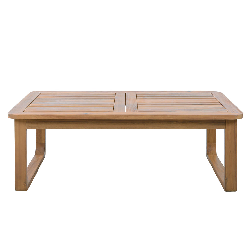 Outdoor Patio Set Modern Minimalist 3 Seater Daybed and Teak Finish Coffee Table