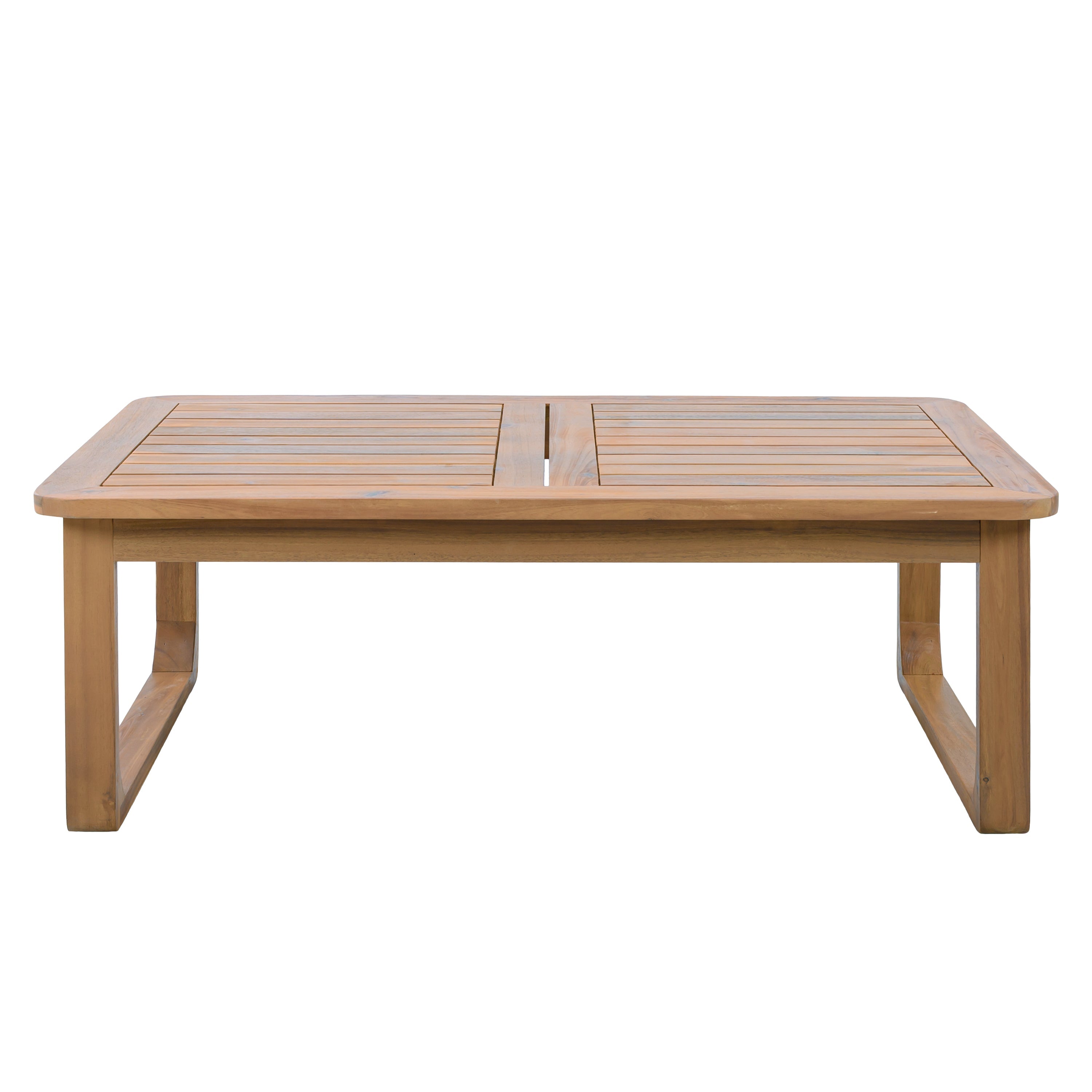 Outdoor Patio Set Modern Minimalist 3 Seater Daybed and Teak Finish Coffee Table