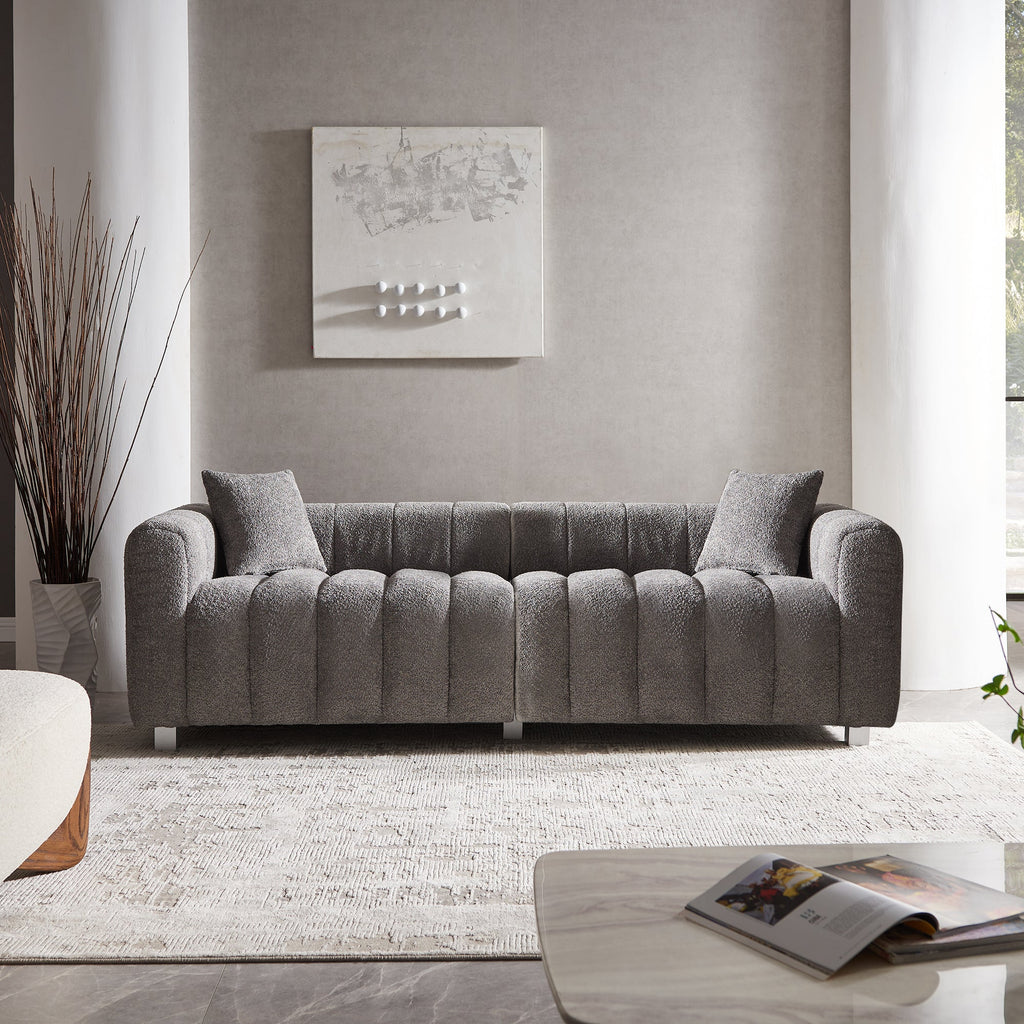 Sofa Modern Bubble Velvet Upholstered with Metal Base Legs 3 Seater
