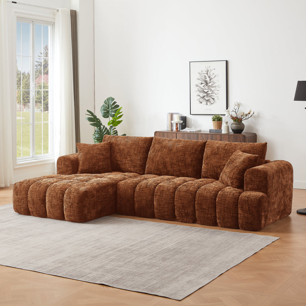 Sectional Sofa L-Shape Chenille Sleeper Oversized No Assembly Required