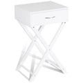 Design Sofa Side Table with X-Shape Drawer for Living Room Bedroom-White