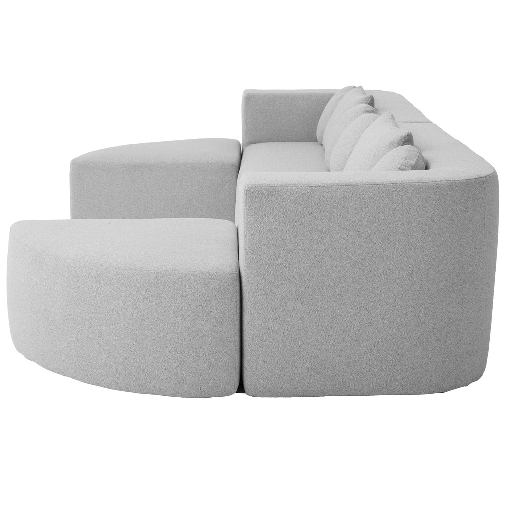 Sectional Sofa U-Shape Modular Boucle Gray 6-Seat Deep Seating 114.9x64.5 In