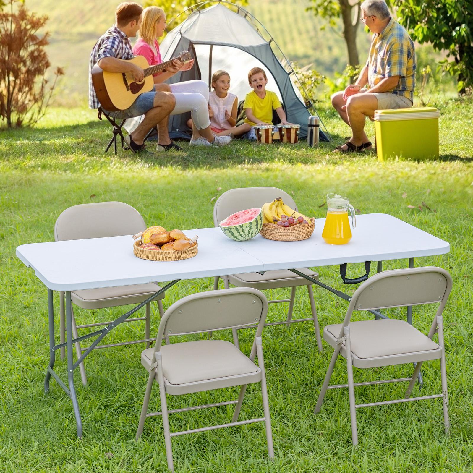 Folding Table Outdoor Indoor Heavy Duty Portable Table with Carrying Handle for Camping Picnic Party