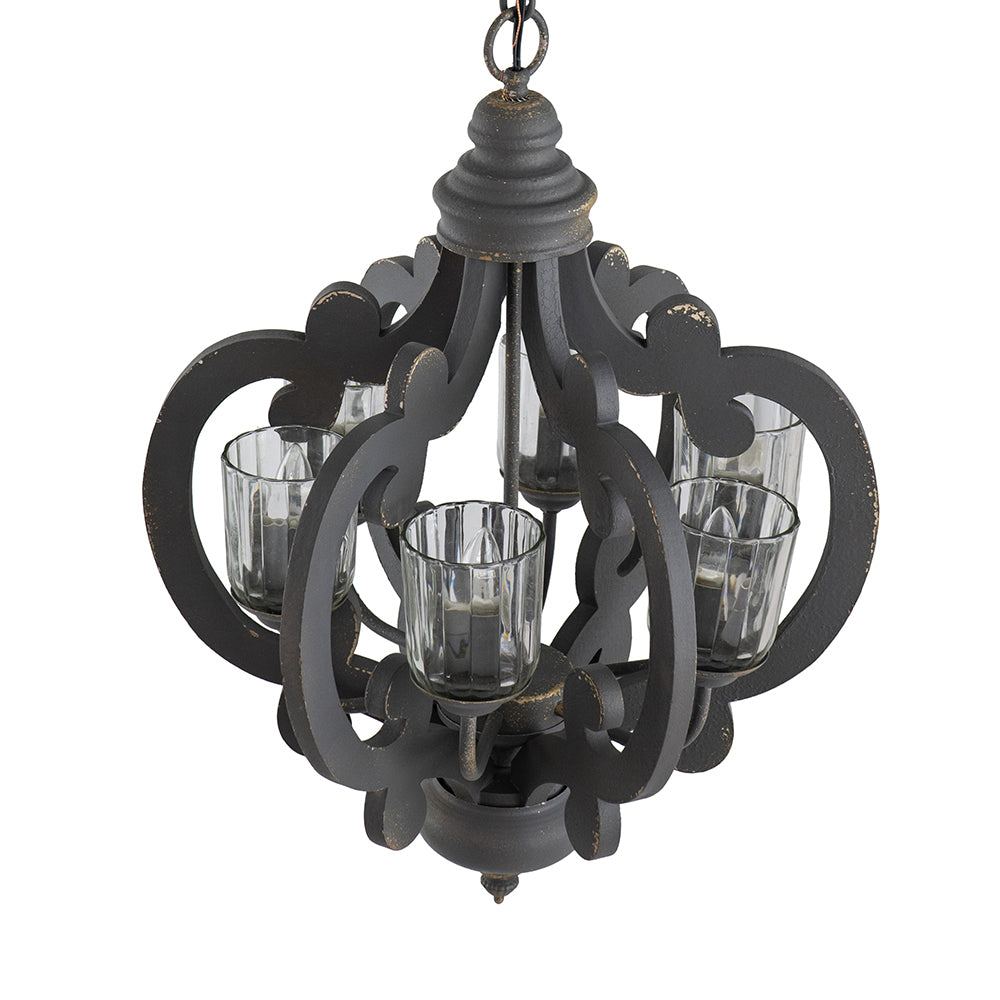 Chandelier Farmhouse 6-Light Wood Pendant Adjustable Chain Dining Room