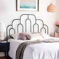 Retro Black Metal Headboard with Curved Design for Full Bed
