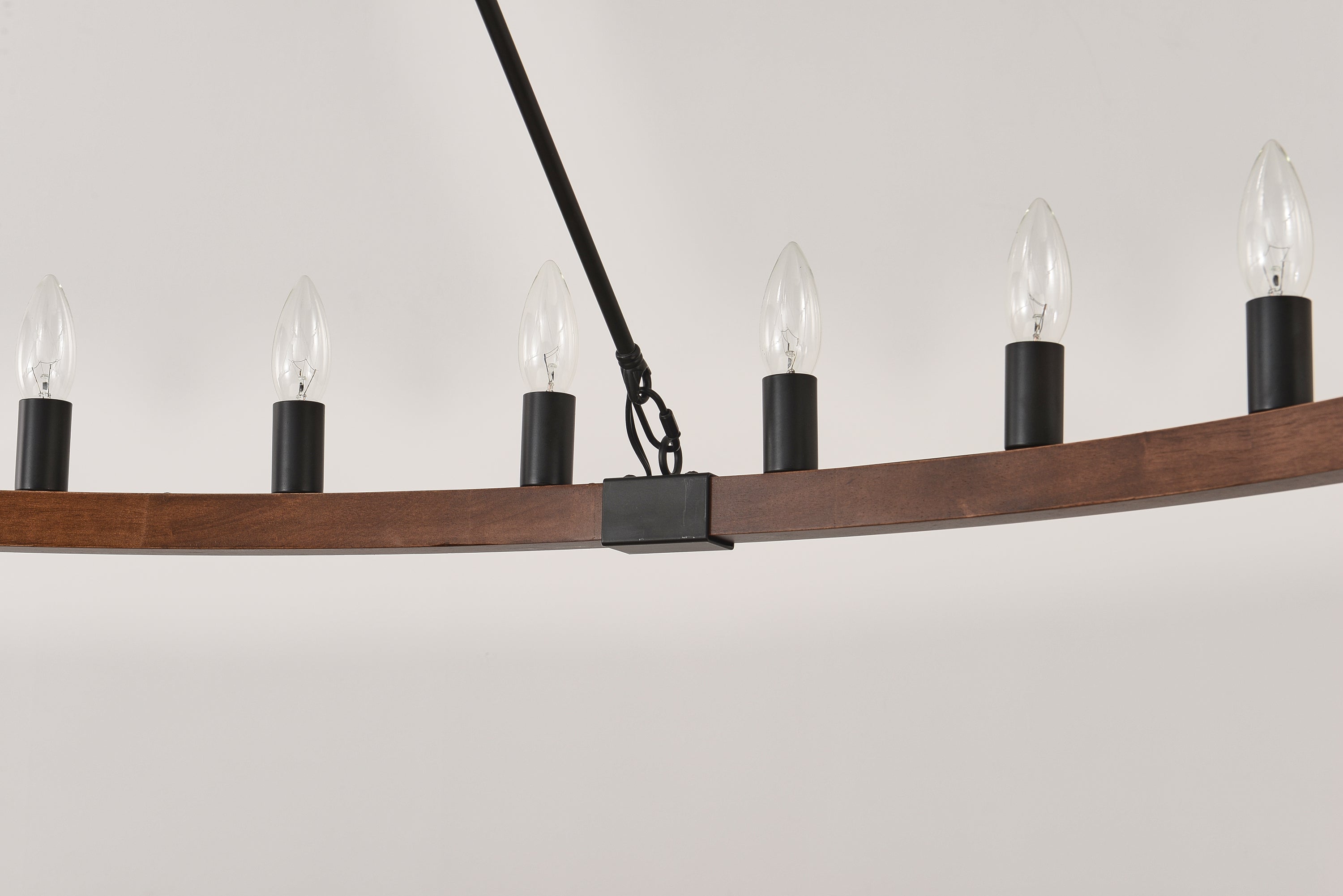Chandelier Wood Wagon Wheel 20-Light Farmhouse Matte Black 39.3 In