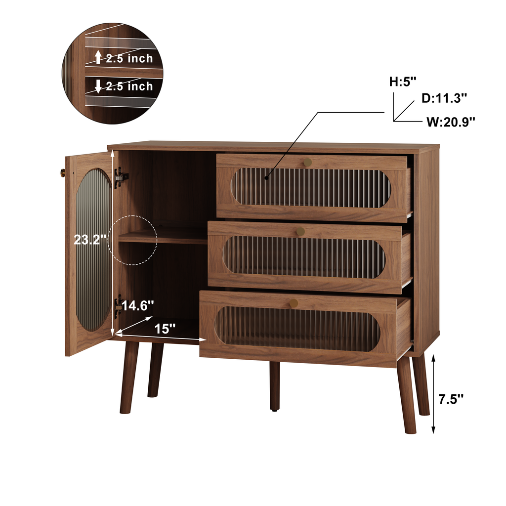Chest of Drawers 3-Drawer Natural Particle Board 4 Legs 39.37x31.69 In