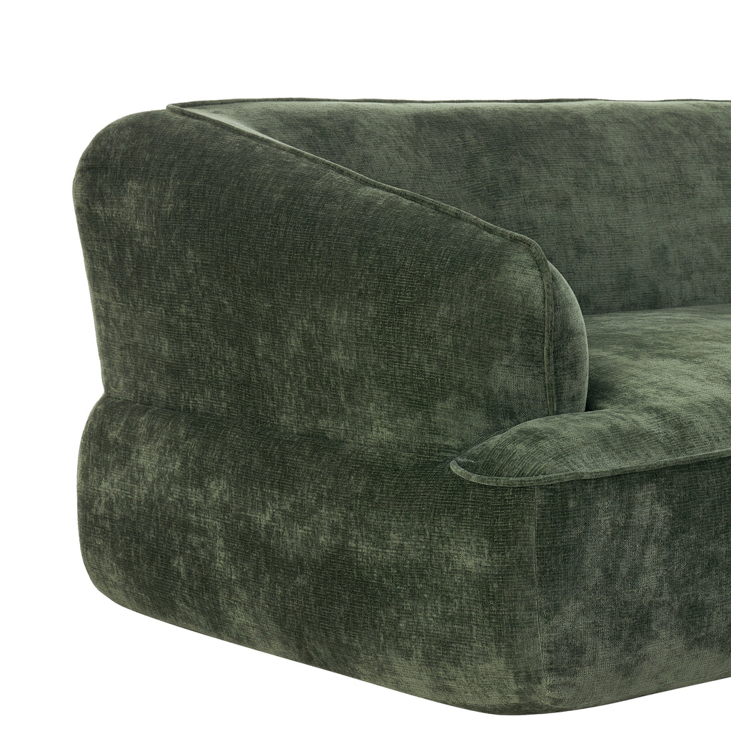 Sectional Sofa L-Shape Deep Seat Polyester Green 4 Seat 121 In