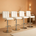 X Large White Adjustable Counter Height Bar Stools Swivel 4 Pack