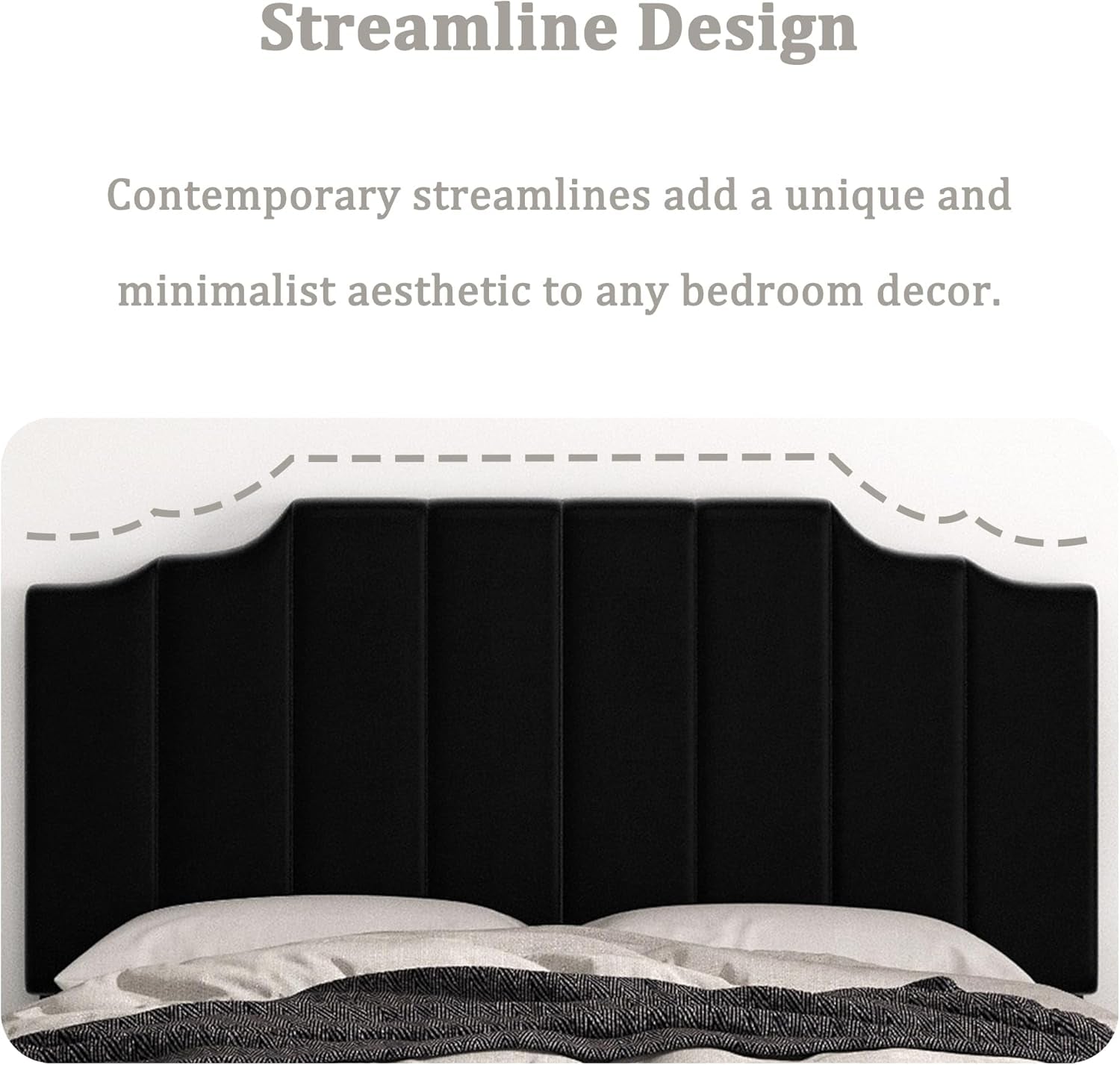 Velvet Wall Mounted Queen Size Headboard with Tufted Design