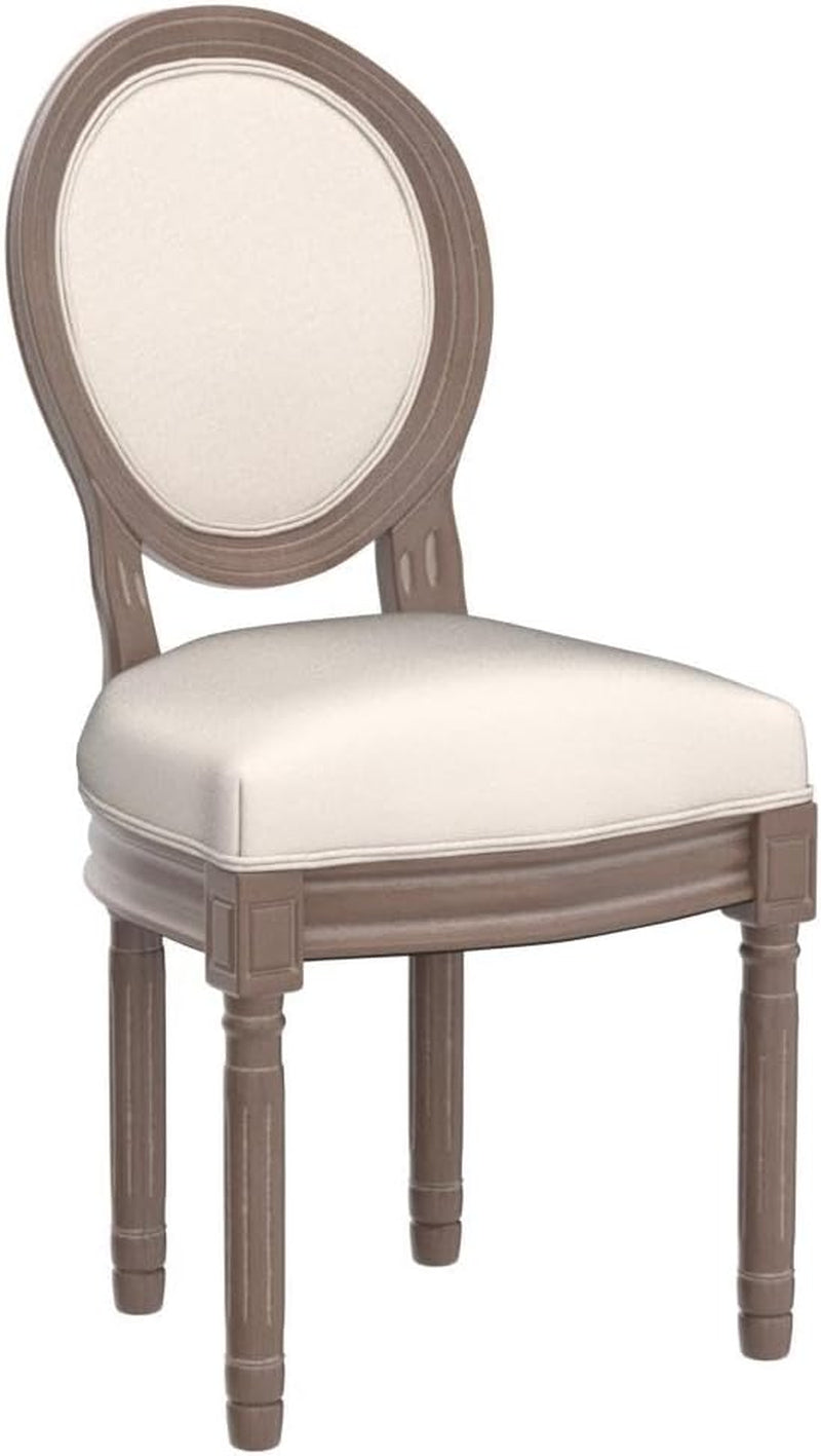French Country Dining Chairs Set Of 4 With Linen Upholstery And Solid Wood Legs
