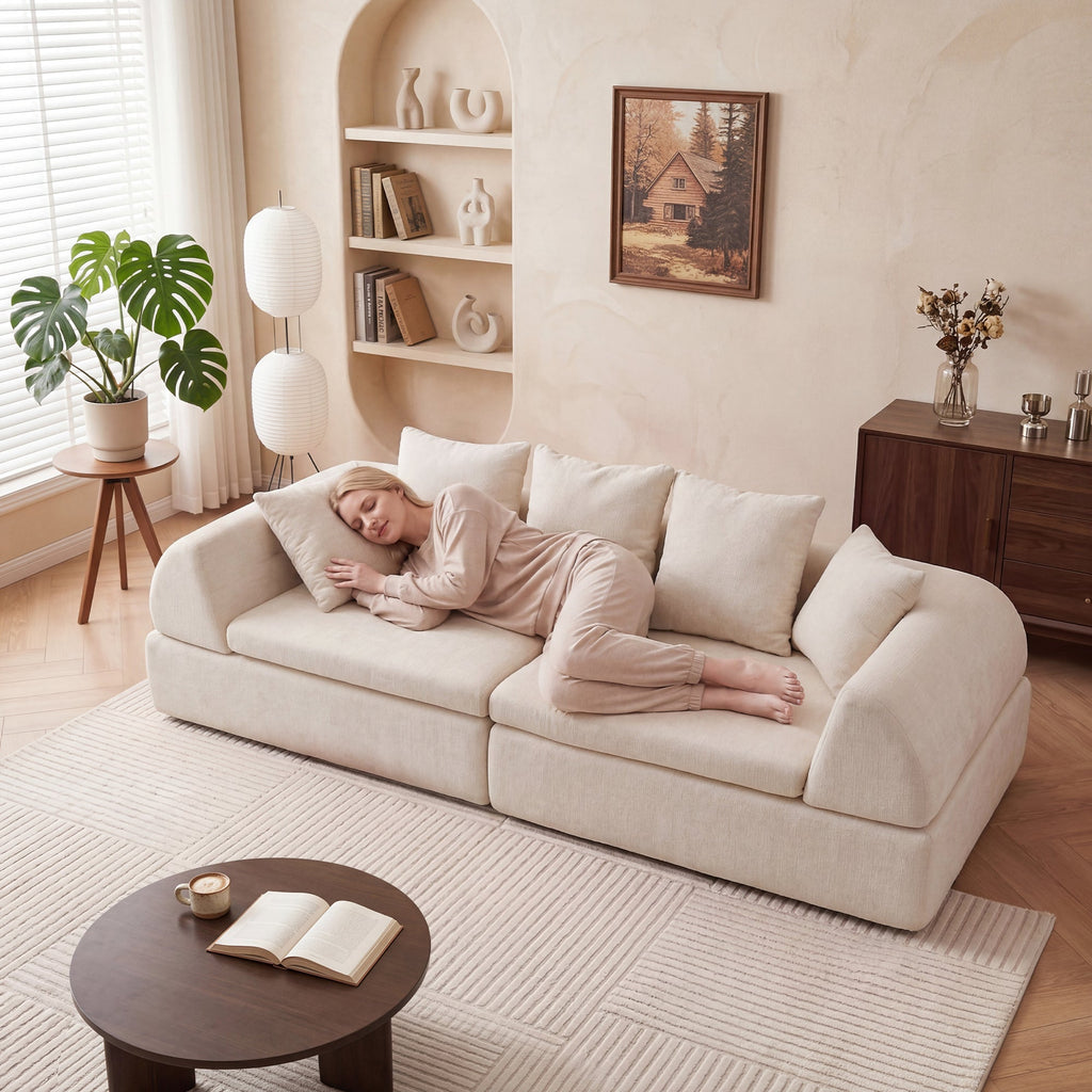 Sectional Sofa Cloud Modular with Deep Fluffy Seats No Assembly Required