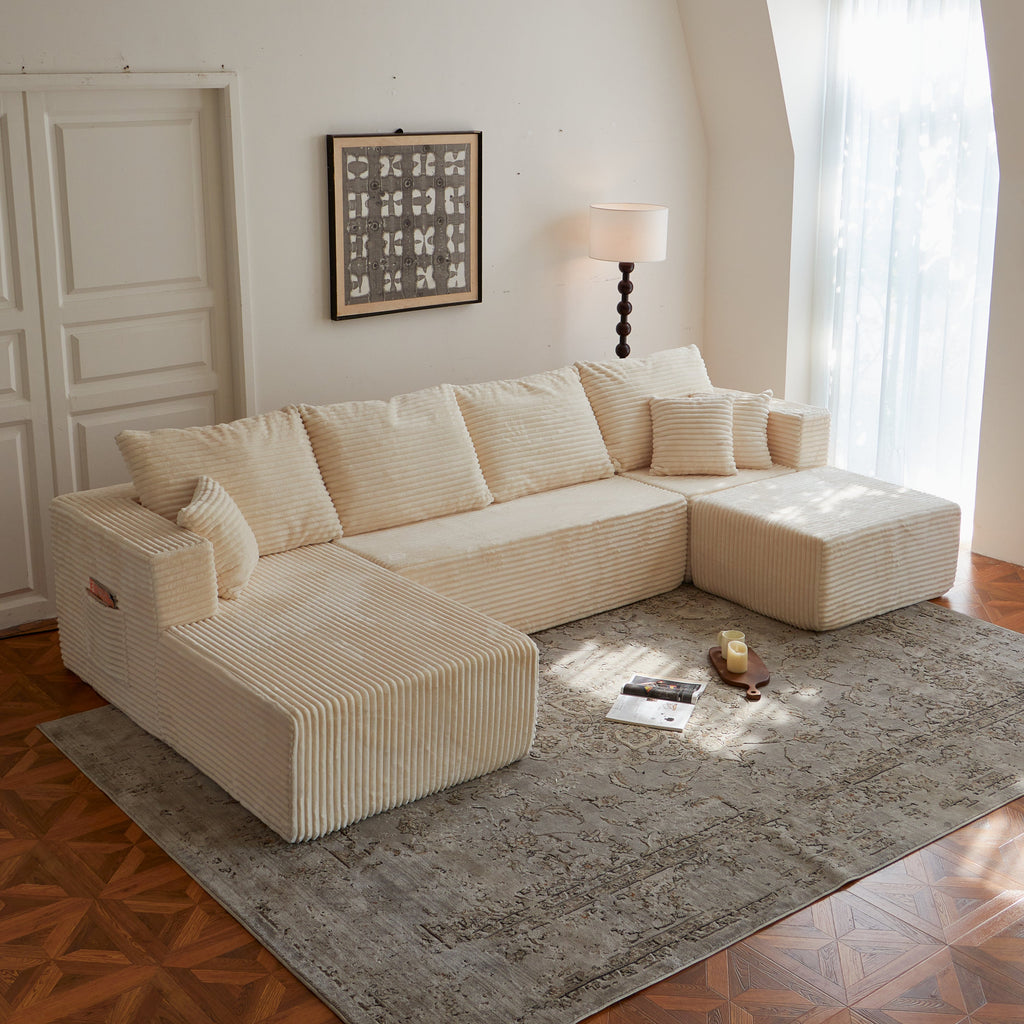 Sectional Sofa U Shape Cloud Modular Deep Seat Upholstered No Assembly