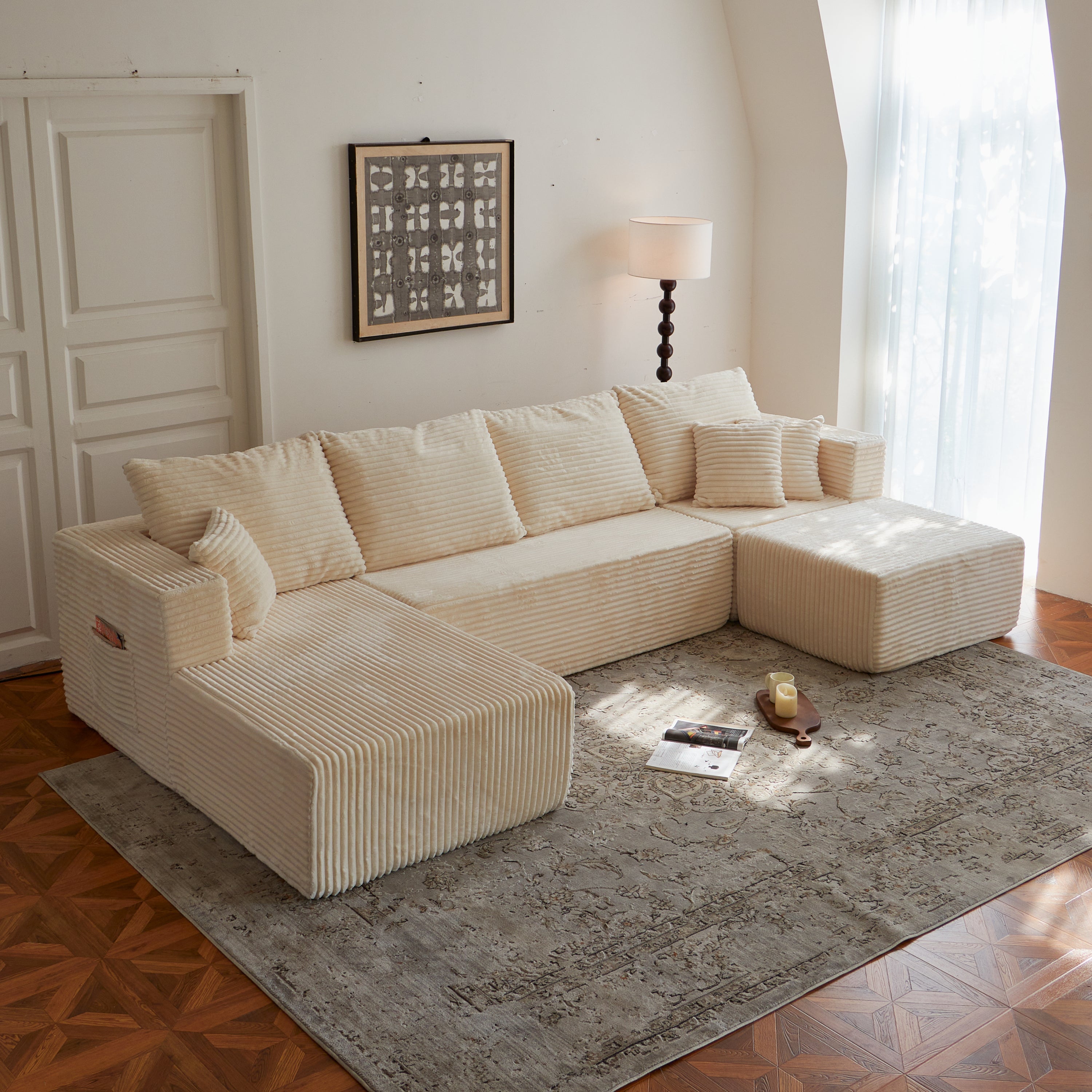 Sectional Sofa U Shape Cloud Modular Deep Seat Upholstered No Assembly