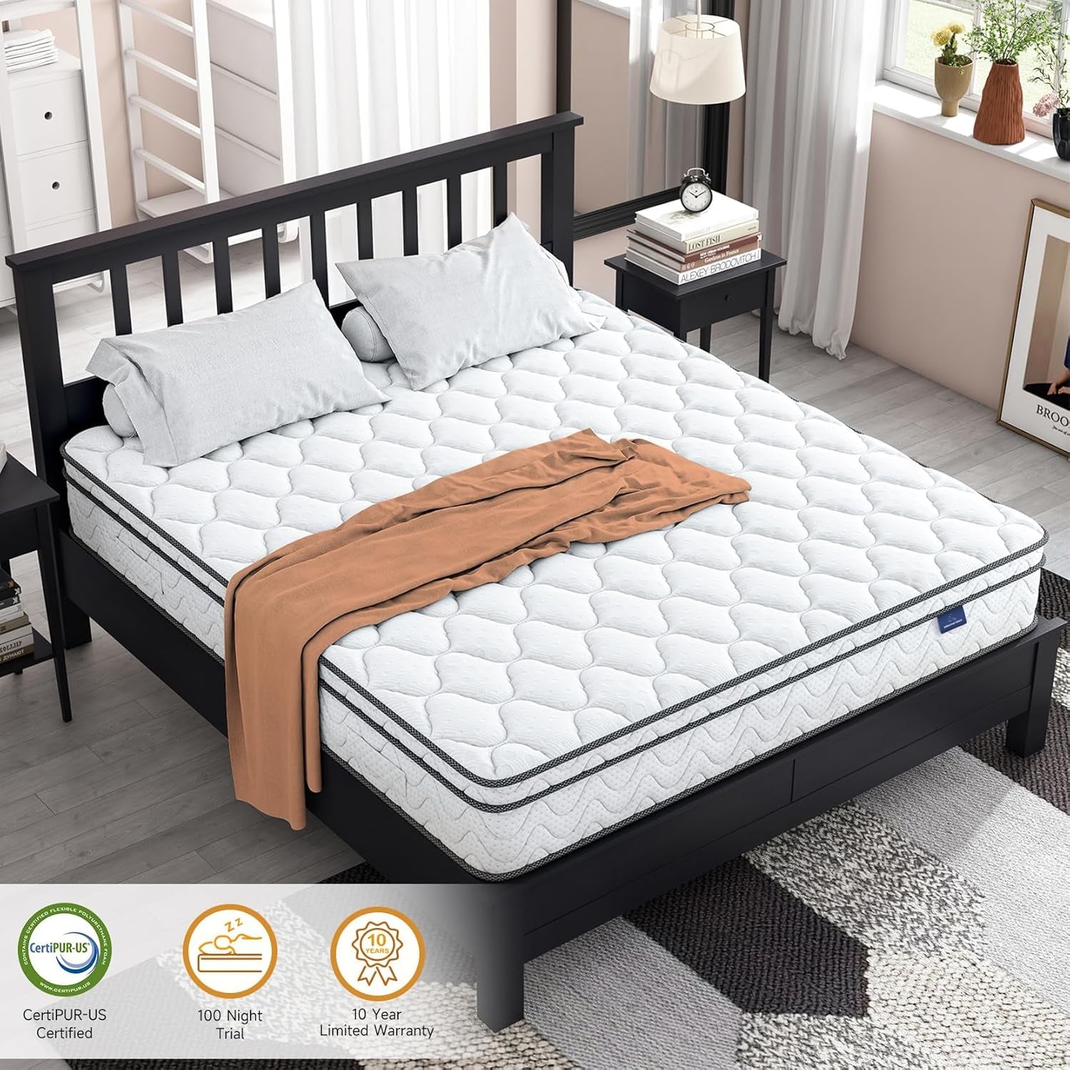 Twin Size Mattress 12Inch Fiberglass Free Memory Foam Hybrid